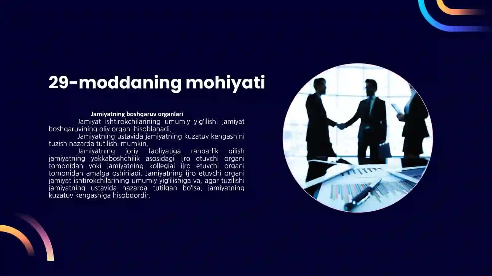 MChJ toʻgʻrisidagi qonunning 29 - 54- moddalari 4