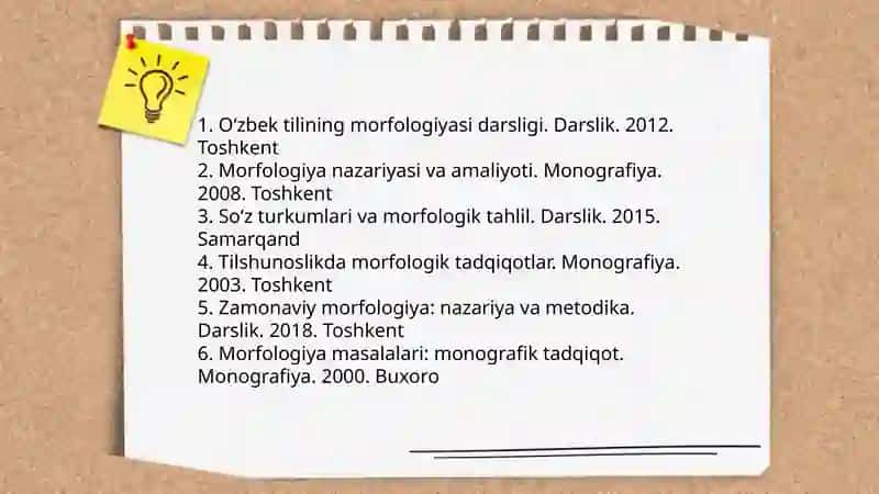 So’z turkumlarini o’rganishga oid adabiyotlar ro’yxati 4