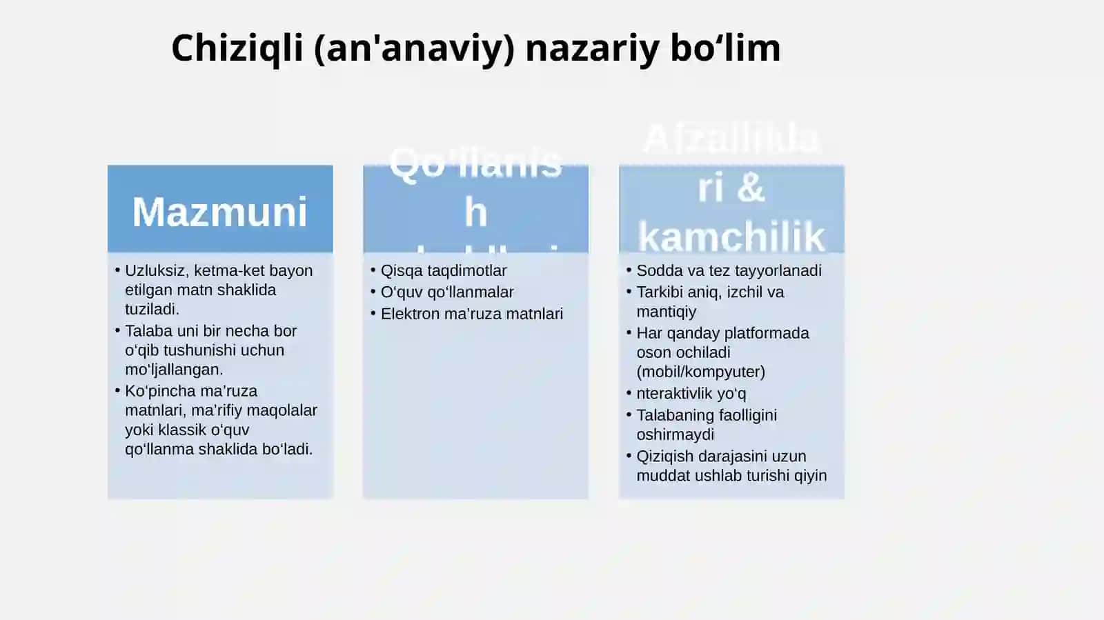 EO'Kning nazariy bo‘limlarini yaratish variantlari va talablari 4