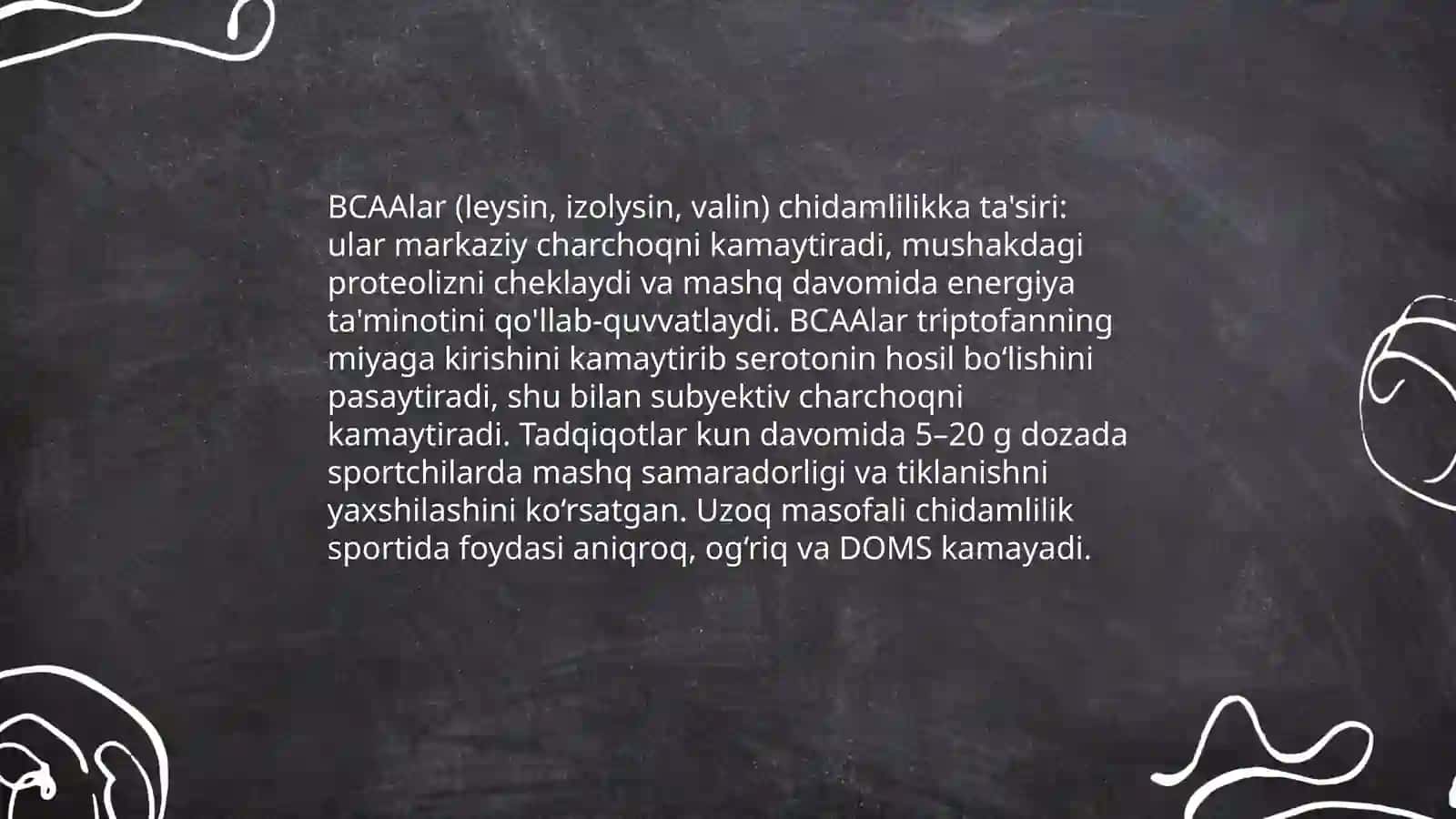 Aminakislotalarning sportchilar hayotidagi o’rni 4