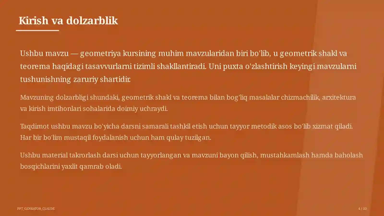 Geometriyaning boshlang'ich tushunchalari: nuqta, to'g'ri chiziq, kesma (7-sinf) 4