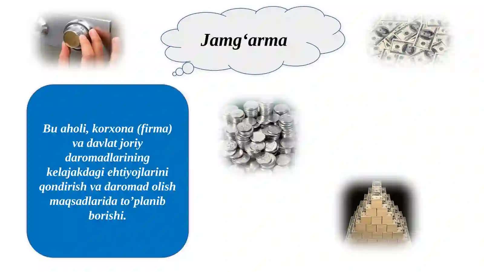 Iste’mol, jamg‘arma, investitsiyalar. Iqtisodiy o‘sish, milliy boylik va iqtisodiyotning tsiklliligi 4