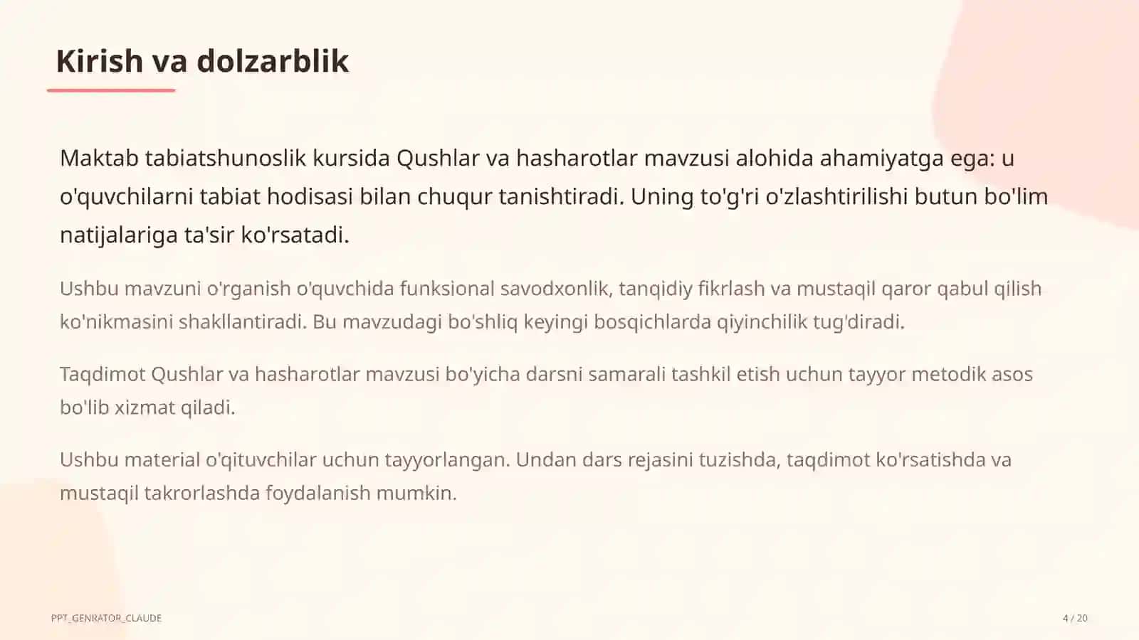 Qushlar va hasharotlar (2-sinf) 4