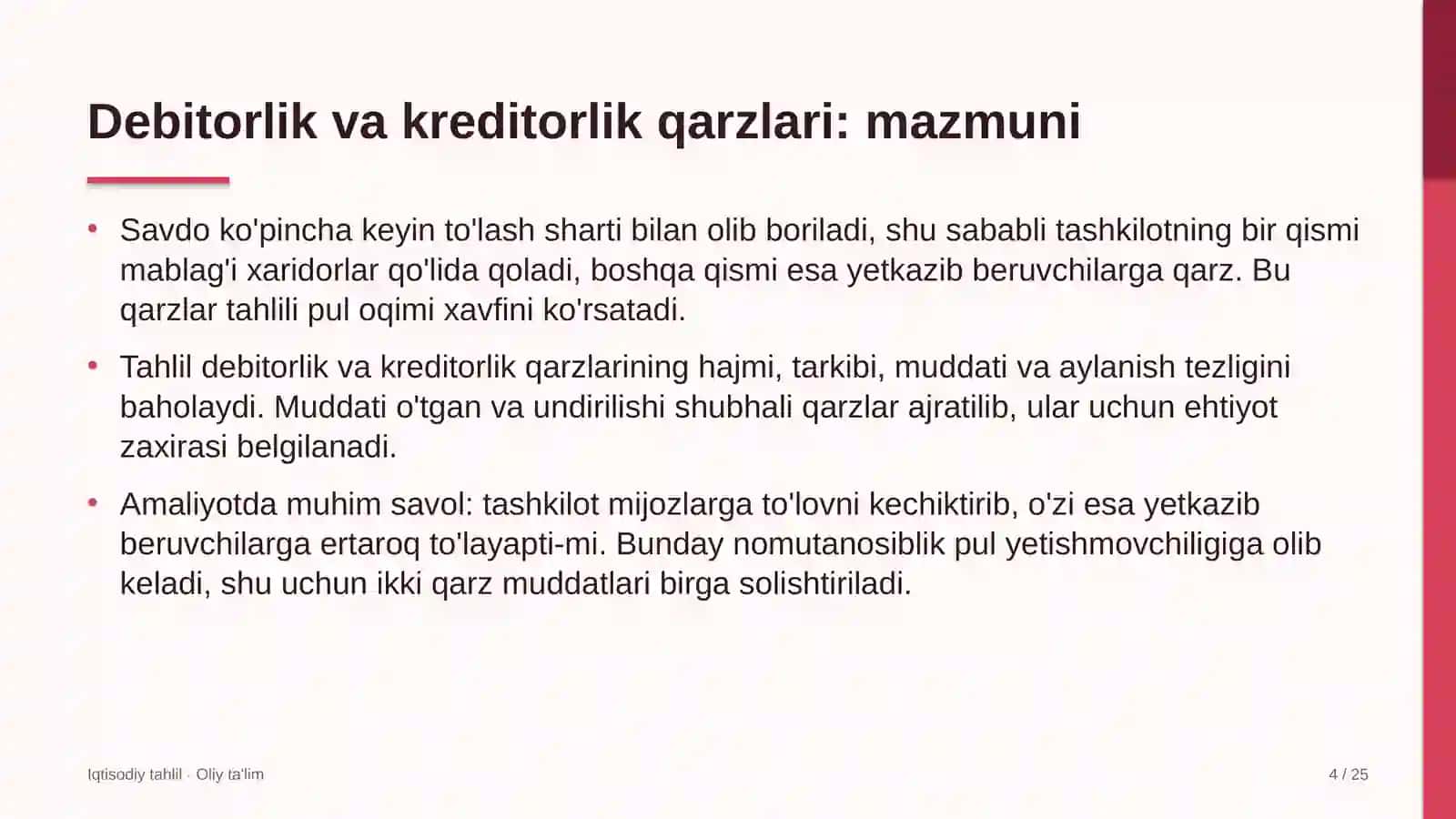 paxta to'qimachilik klasterlarida debitorlik va kreditorlik qarzlari tahlili 4239 4