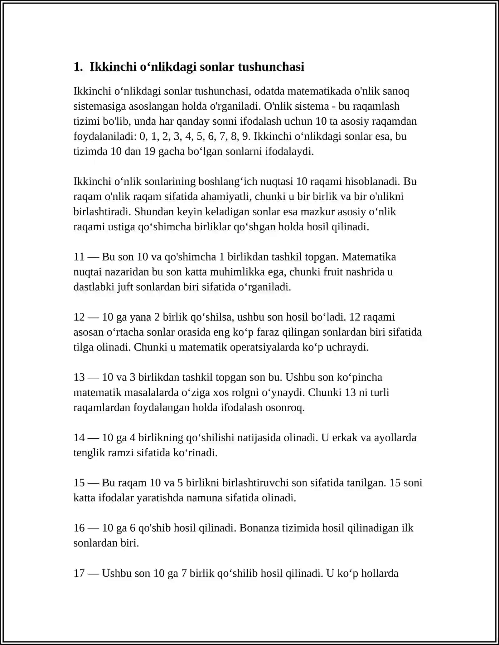 1SINF MATEMATIKA DARSLARIDA IKKINCHI ÒNLIKDA SONLI RAQAMLAR ÒRGATISH METODIKASI 4