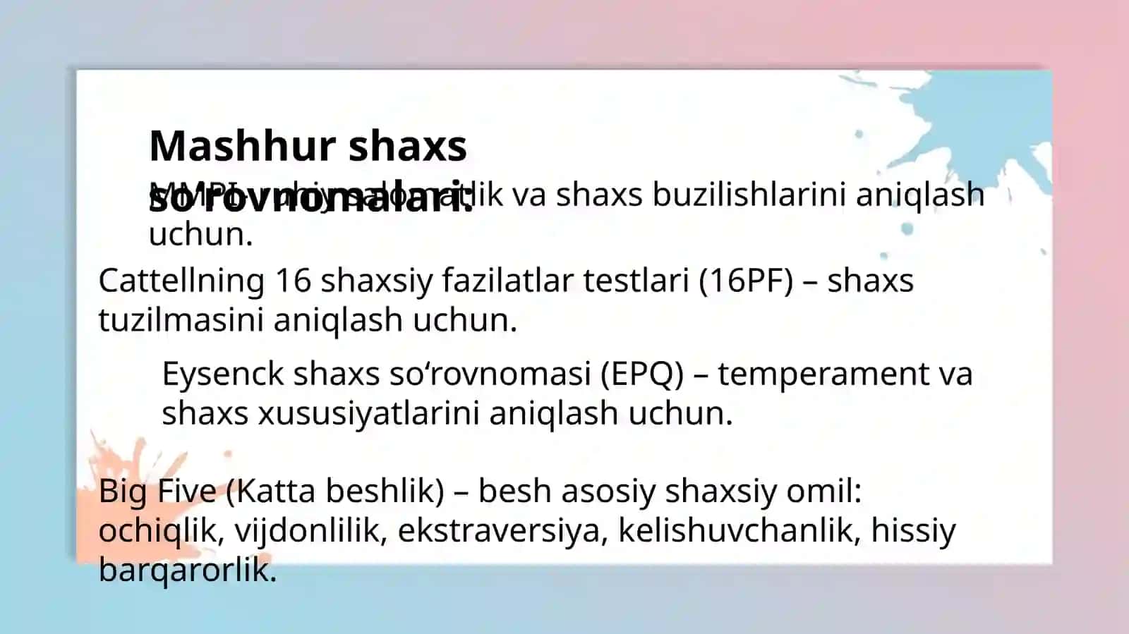 Shaxs so‘rovnomalari 4