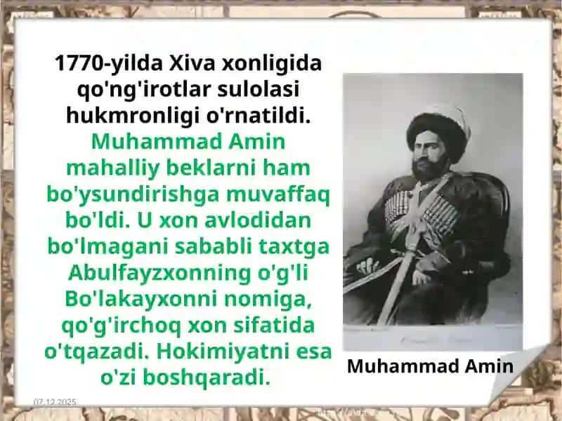 Xivaqo‘ng‘irotlarisulolasining siyosiy tarixi (XVIII asrning oxiri – XIX asrning birinchi yarmi) 4