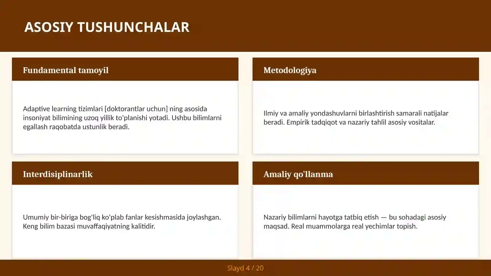 Adaptive learning tizimlari [doktorantlar uchun] 4