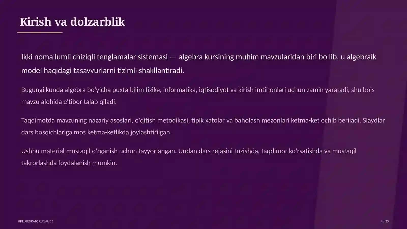 Ikki noma'lumli chiziqli tenglamalar sistemasi (7-sinf) 4