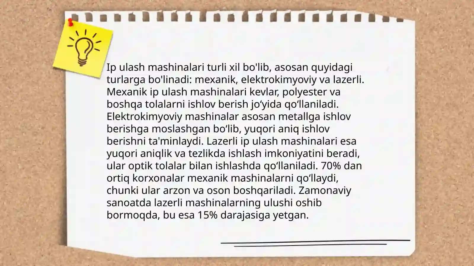 Zamonaviy ip oʻtkazish va ulash mashinalari boʻyicha ma'lumotlarni jamlash va ularning omillarini oʻrganish 4