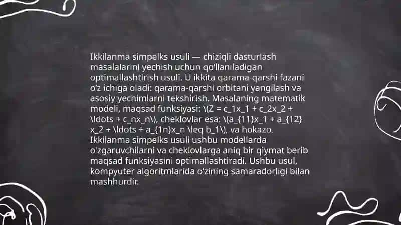Ikkilanma simpleks usul 4