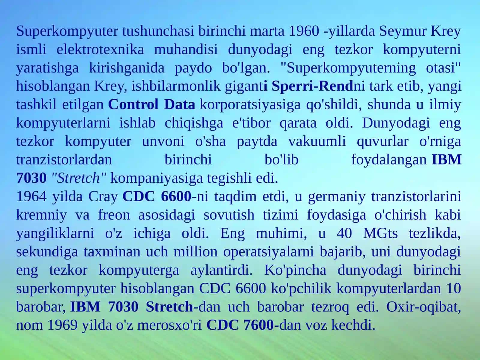 SUPERKOMPYUTERLAR VA ULARNING XUSUSIYATLARI 4
