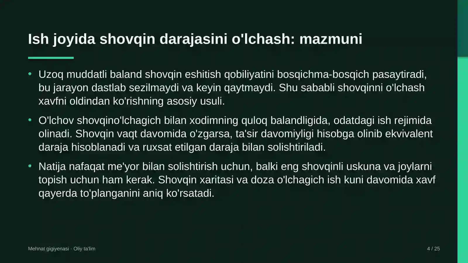 Ko'p tarmoqli shifoxonalarda ish joyida shovqin darajasini o'lchash 4