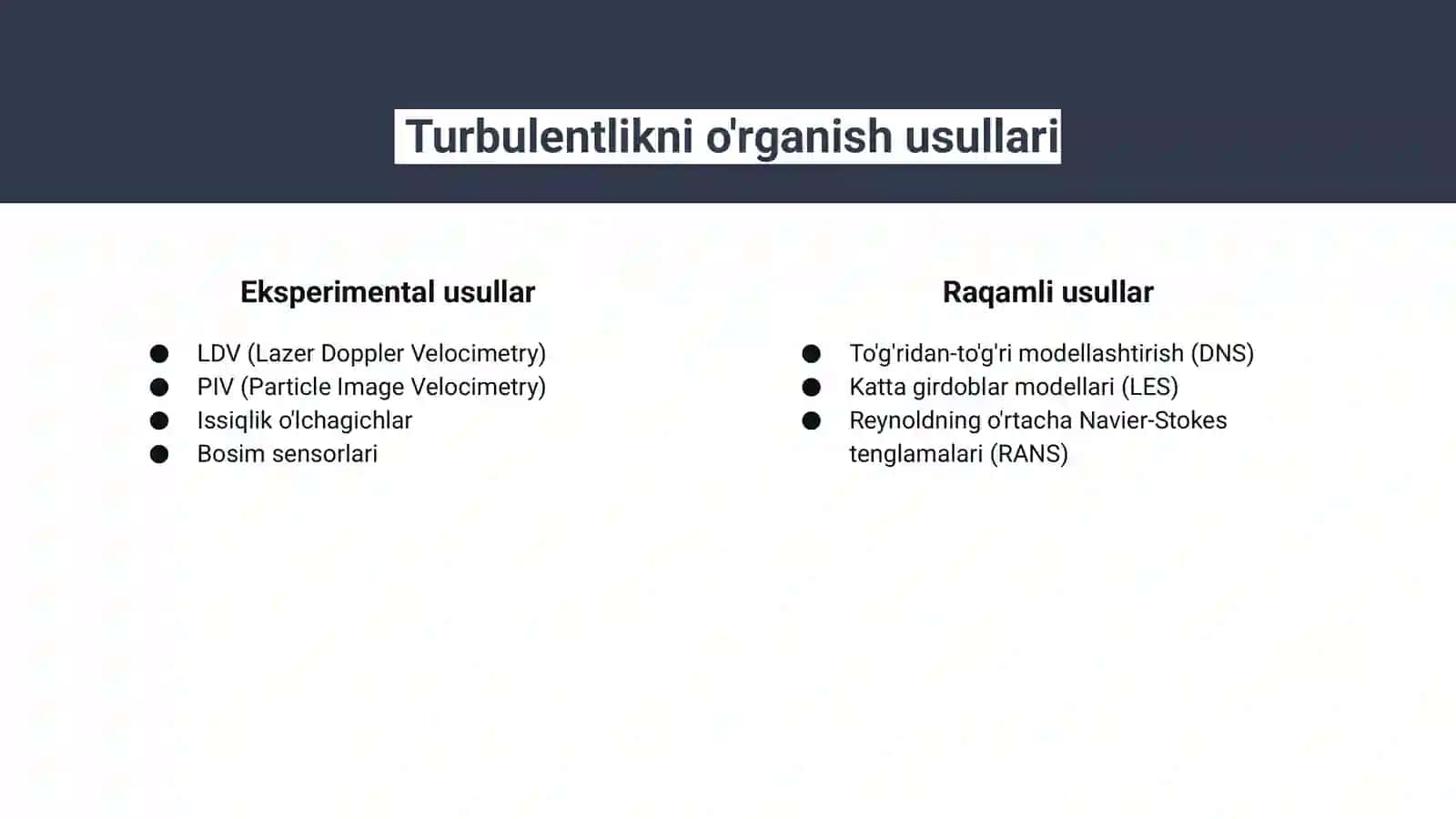 Ikki qatlamli turbulent oqim modeli va turbelentlik nazariyalari 4