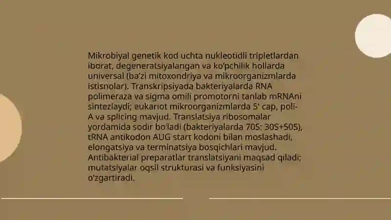 Mikroorganizmlarning genitikasi va oʻzgaruvchanligi 4