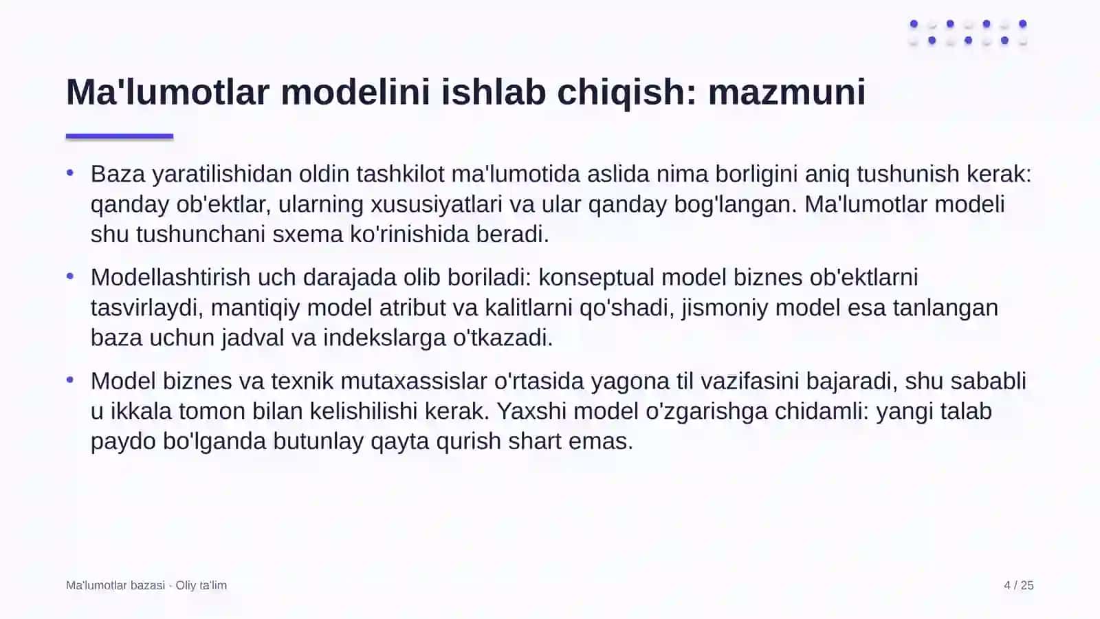 ekologik ta'limda ma'lumotlar modelini ishlab chiqish 8652 4