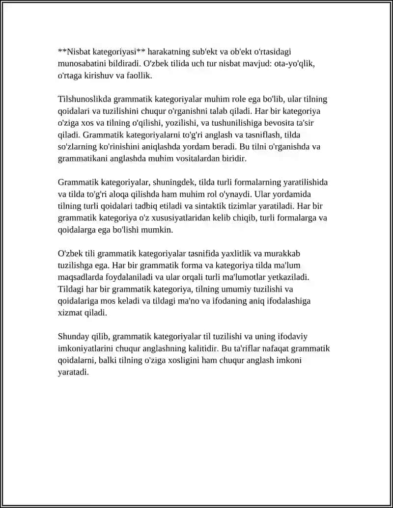 GRAMMATIK KATEGORIYA, GRAMMATIK SHAKL VA TA`LIMOT 4