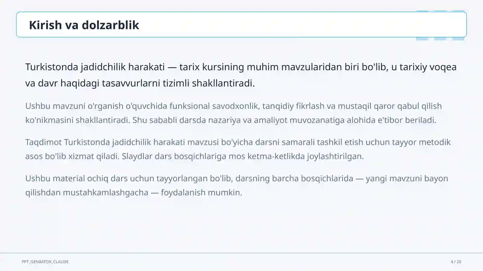 Turkistonda jadidchilik harakati (9-sinf) 4