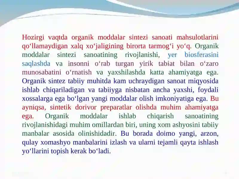NOZIK ORGANIK SINTEZ SANOATINING RIVOJLANISH TARIXI 4