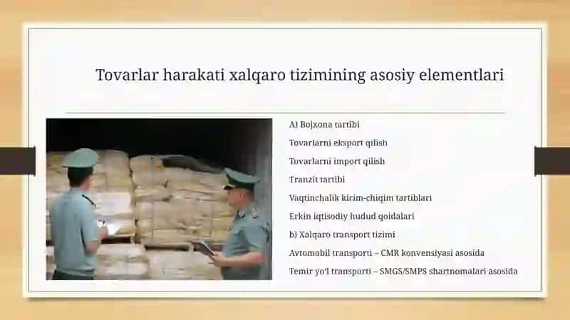 TOVARLAR HARAKATNING XALQARO TIZIMI 4