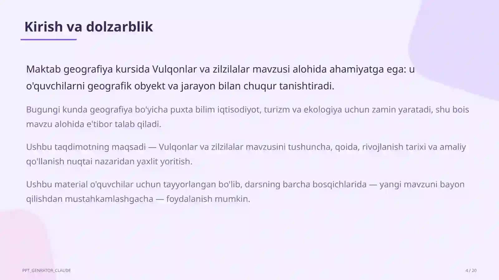Vulqonlar va zilzilalar (5-sinf) 4