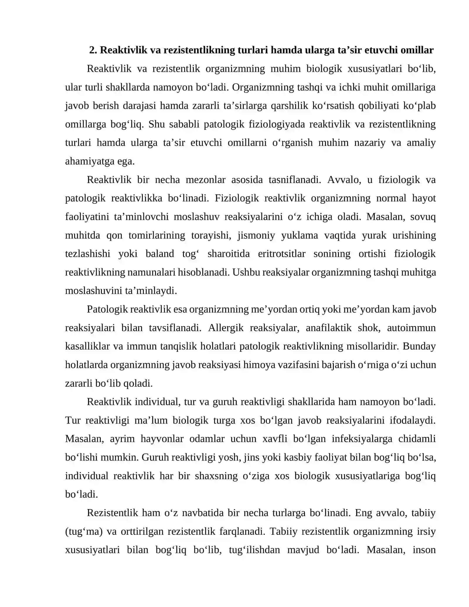 Reaktivlik va rezistentlik tushunchalari orasidagi o'zaro munosabat 4
