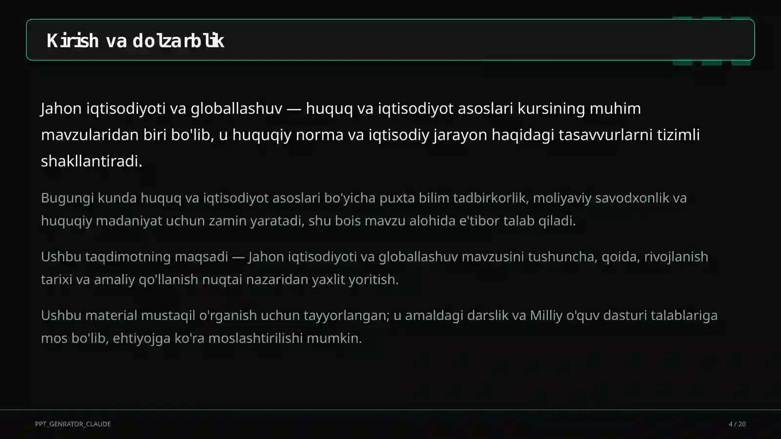 Jahon iqtisodiyoti va globallashuv (11-sinf) 4