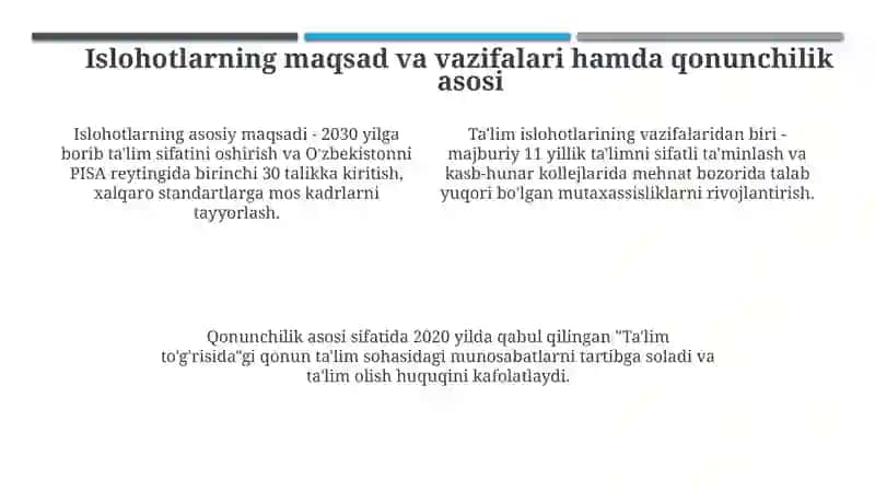 O'zbekiston ta'lim islohotlari 4
