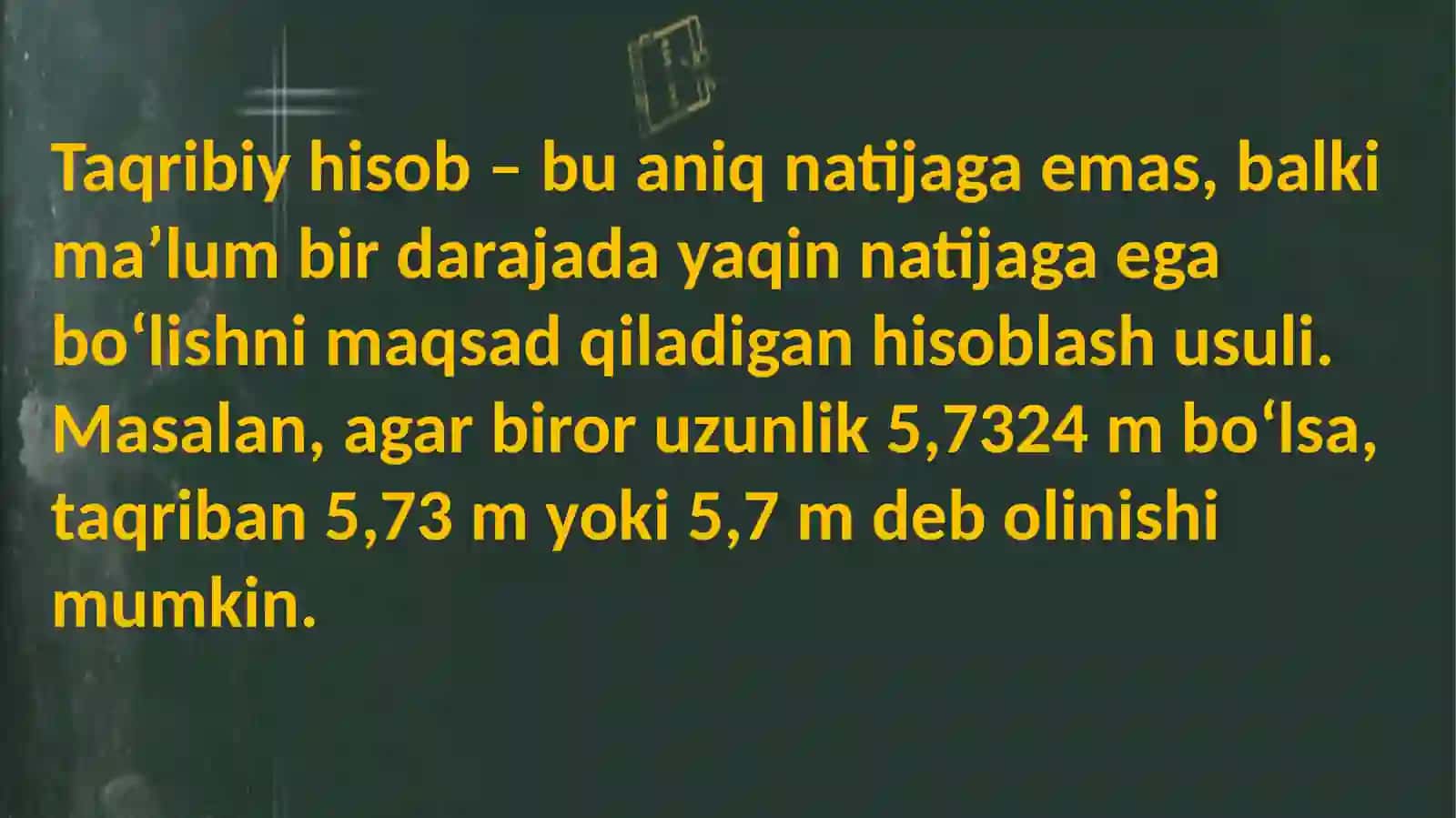 Taqribiy hisob, absolyut va nisbiy xato, sonlarni yaxlitlash usullari. Sonning xarakteristikasi va mantissasi 4