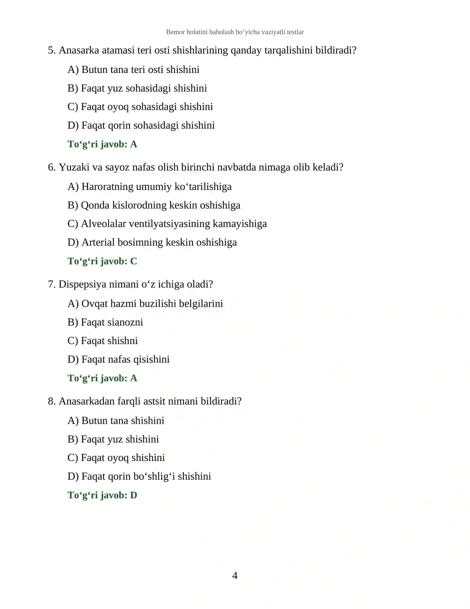 Klinik simptomlar va sindromlar 4