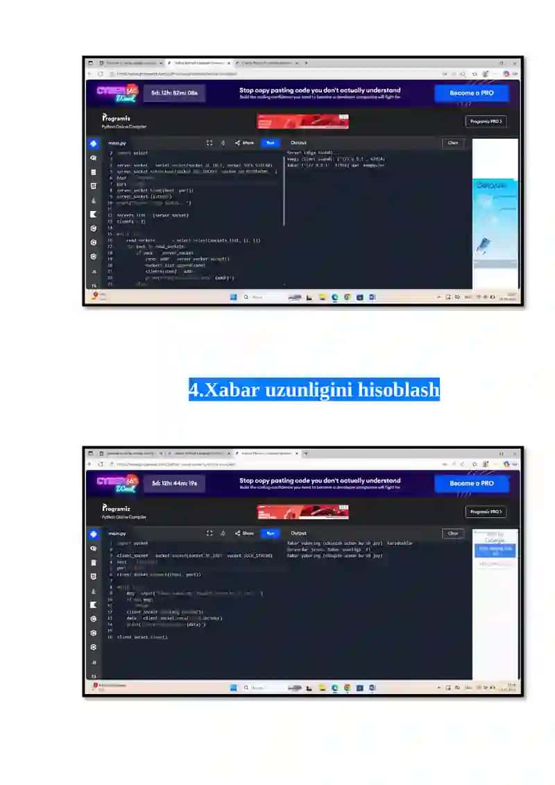 Oddiy Client-Server xabar almashuvi 4