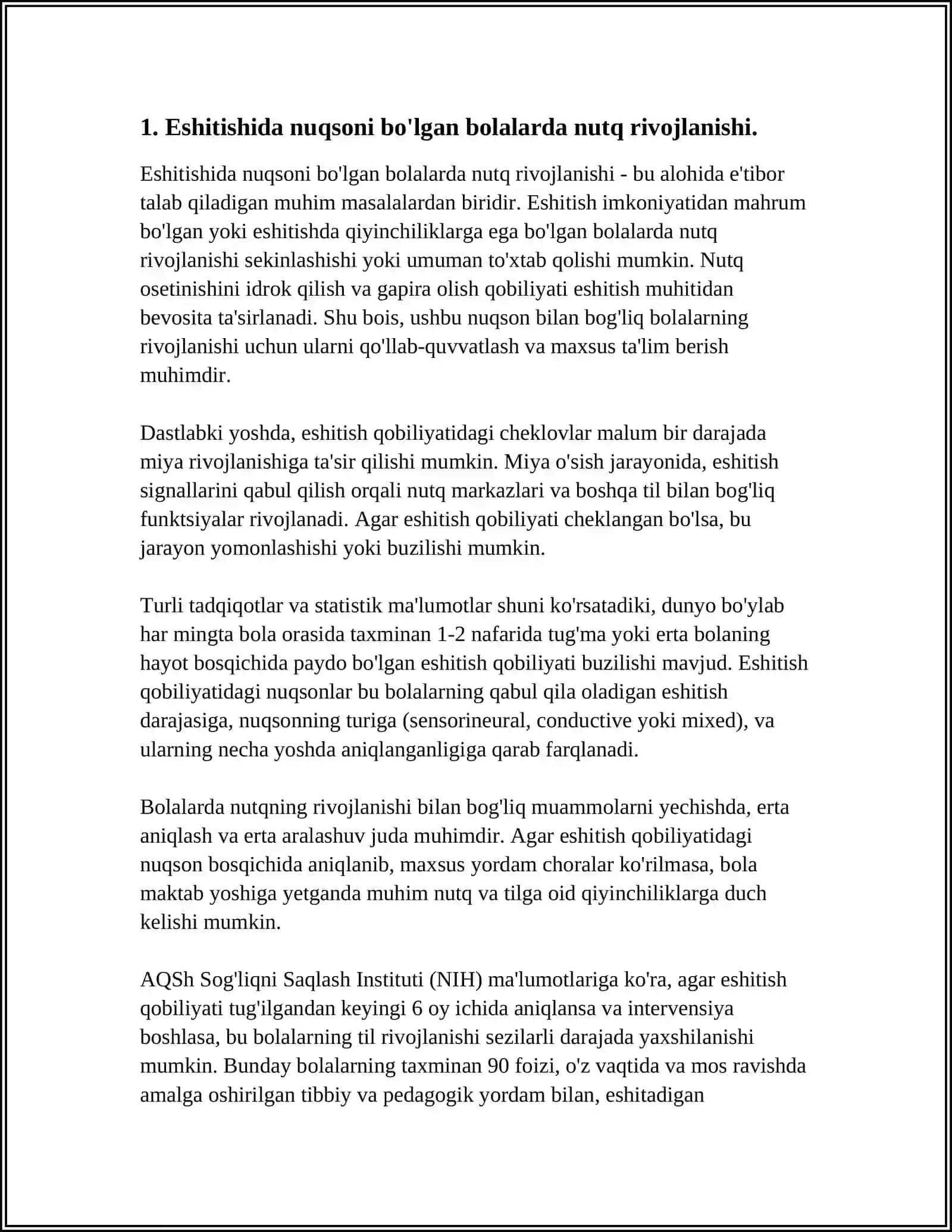 ESHITISHIDA NUQSONI BO'LGAN BOLALARNI ESHITISH IDROKI VA NUTQINI RIVOJLANTIRISH 4