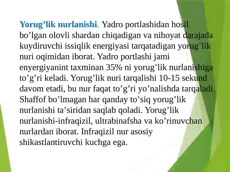 ZARB TO’LQINI, IONLASHTIRUVCHI NURLAR, YORUG’LIK AJRALISHI, JABRLANISH ZONALARI TAVSIFI 4