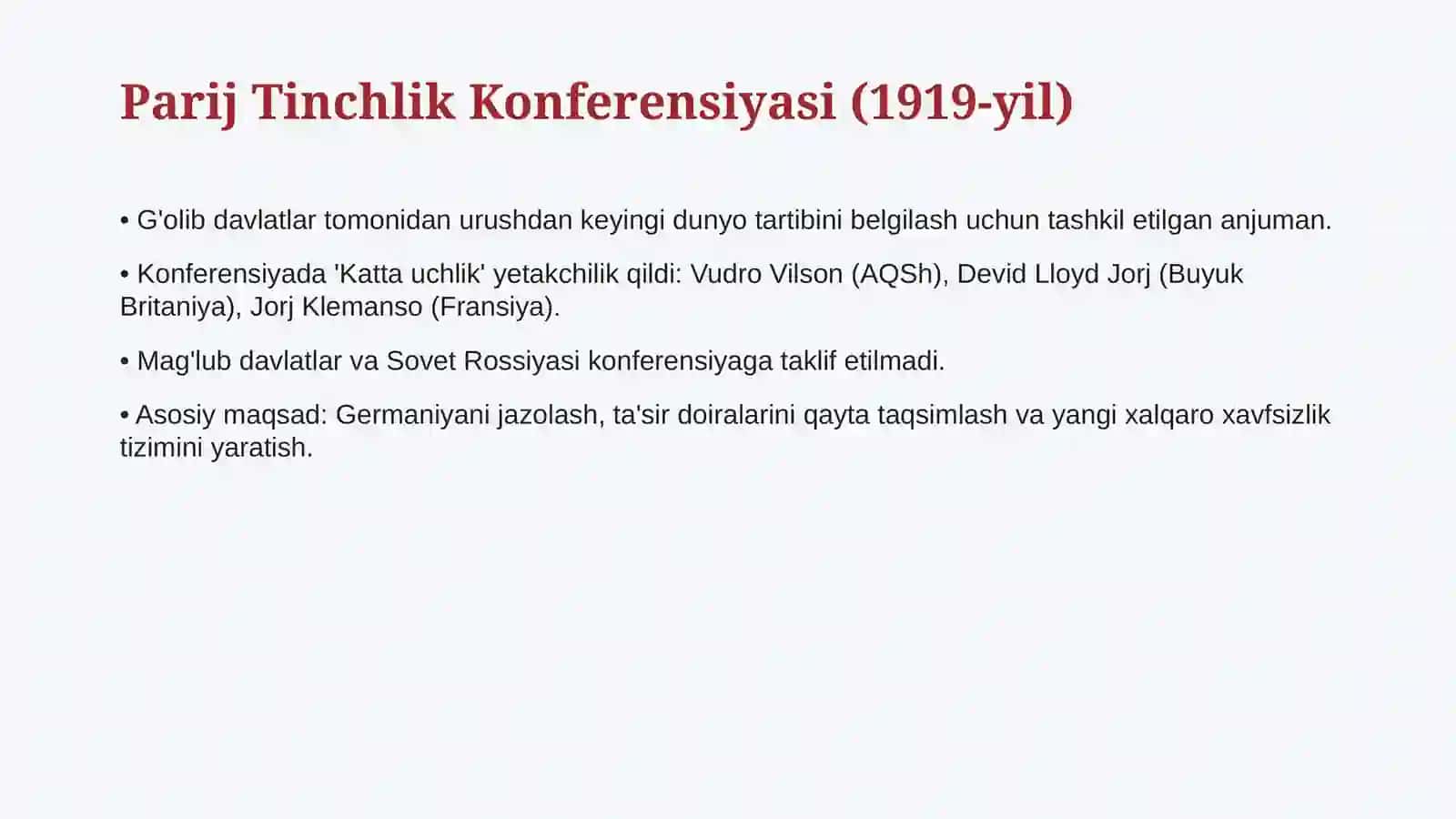 BIRINCHI JAHON URUSHINING YAKUNLARIVA UNING JAHON SIYOSIY XARITASIGA TA'SIRI 4