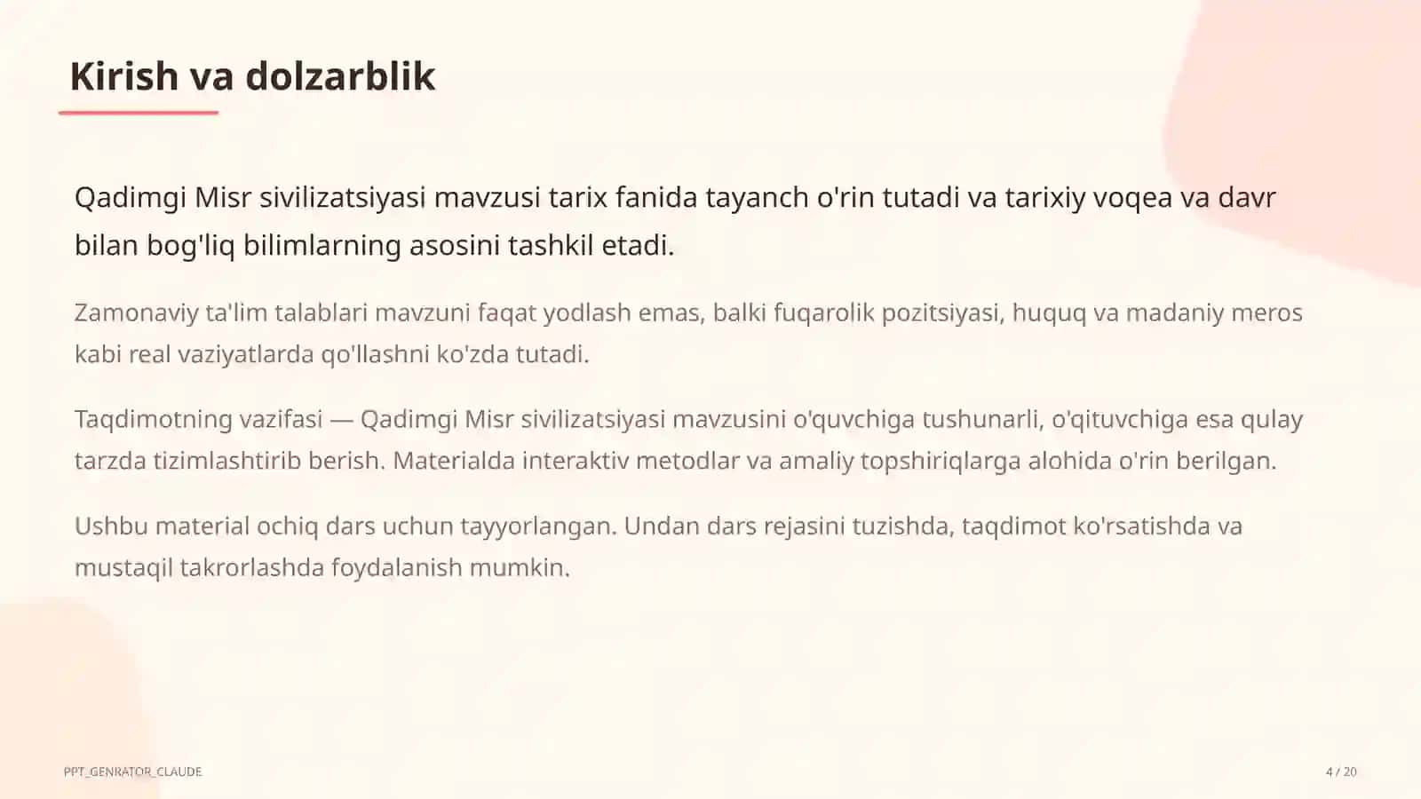 Qadimgi Misr sivilizatsiyasi (6-sinf) 4