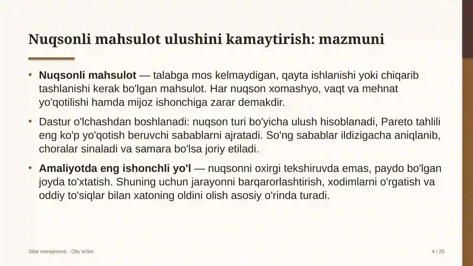 Sifat menejmenti · Oliy ta'lim 4