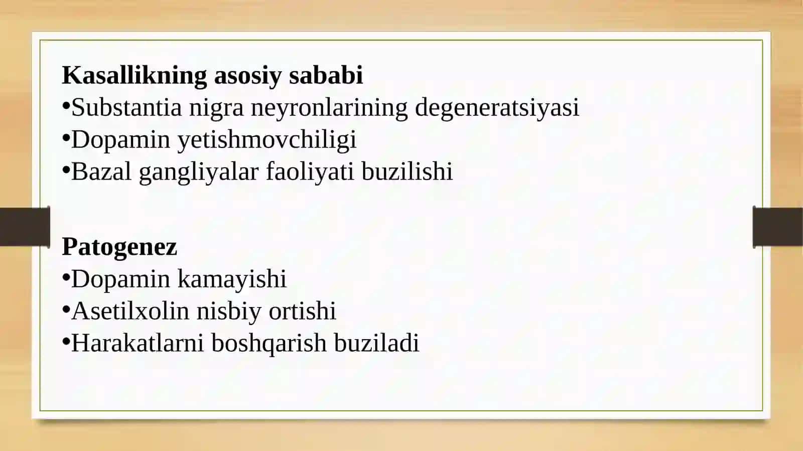 Parkinson kasalligida qo'llaniladigan dorivor siyosatlar 4