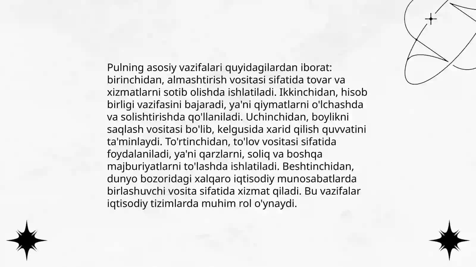 Pulning paydo bo'lishi, zarurligi va funksiyalari 4