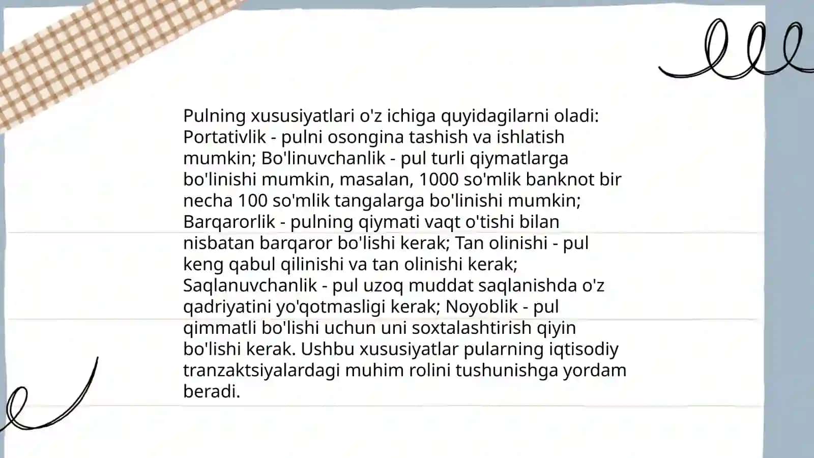 Pul,uning mohiyati va xususiyatlari 4