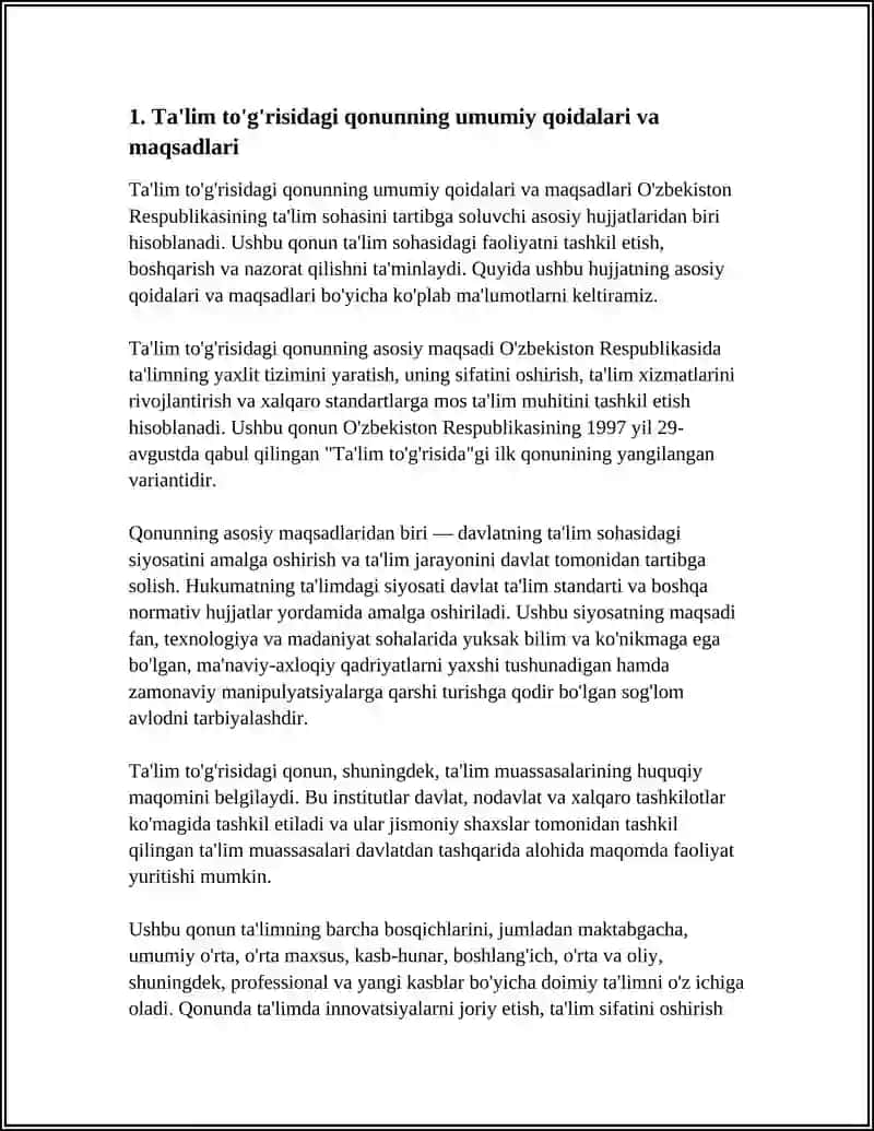 O'ZBEKISTON RESPUBLIKSINING TA'LIM TO'G'RISIDAGI QONUN 4