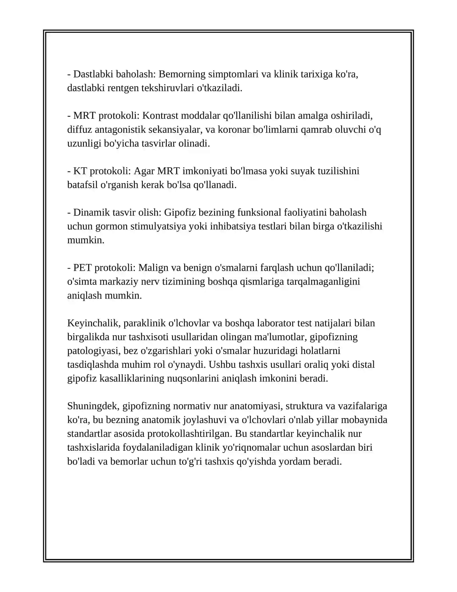 ENDOKRIN TIZIMI KASALLIKLARI NUR TASHXISOTI.GIPOFIZ,QALQONSIMON BEZ,BUYRAK USTI BEZLARI NUR TEKSHIRUVI USULLARI.GIPOFIZ,QALQONSIMON BEZ,BUYRAK USTI BEZLARI NORMAL NUR ANATOMIYASI 4