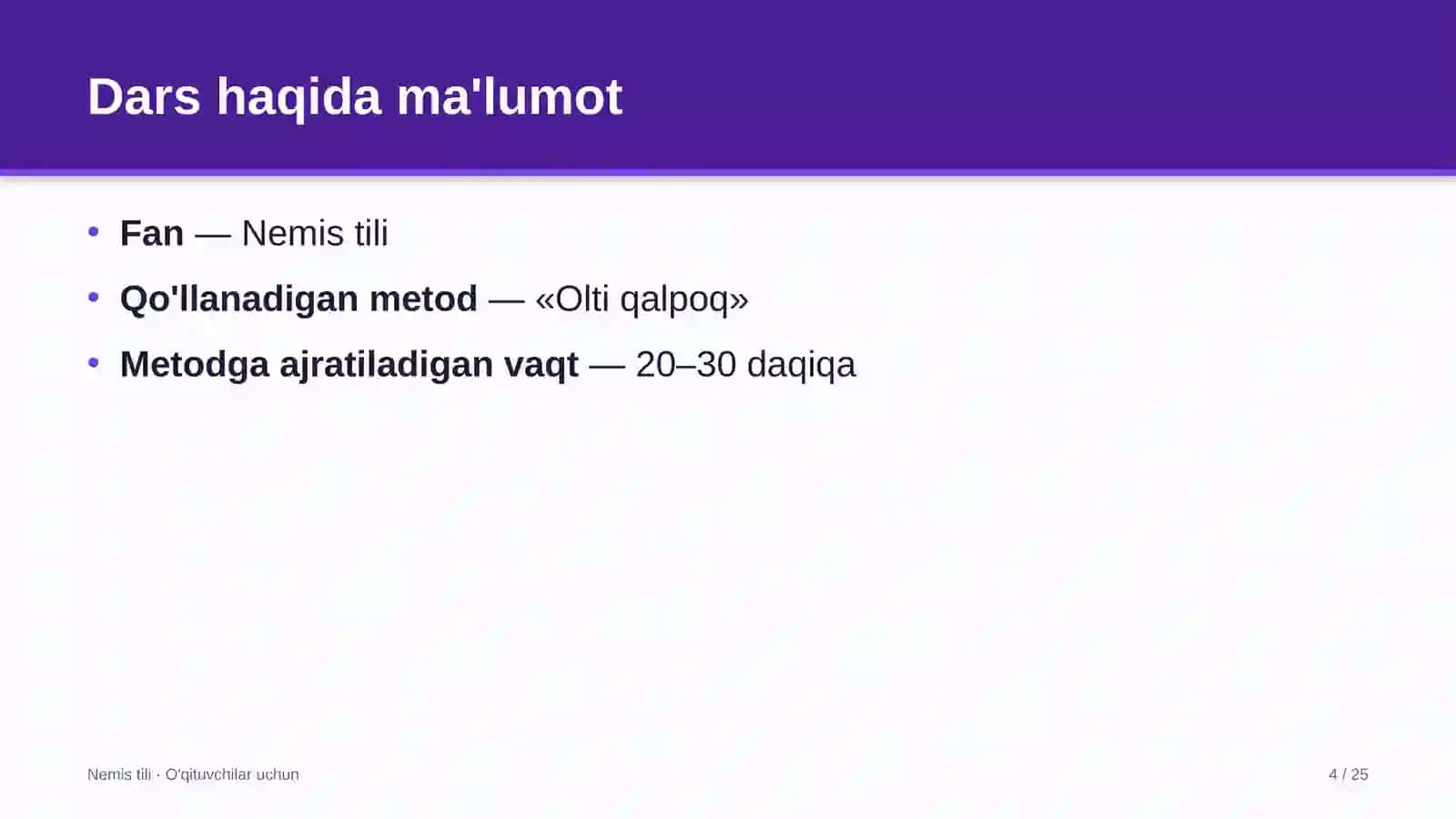 nemis tili darslarida olti qalpoq metodidan foydalanish 3414 4