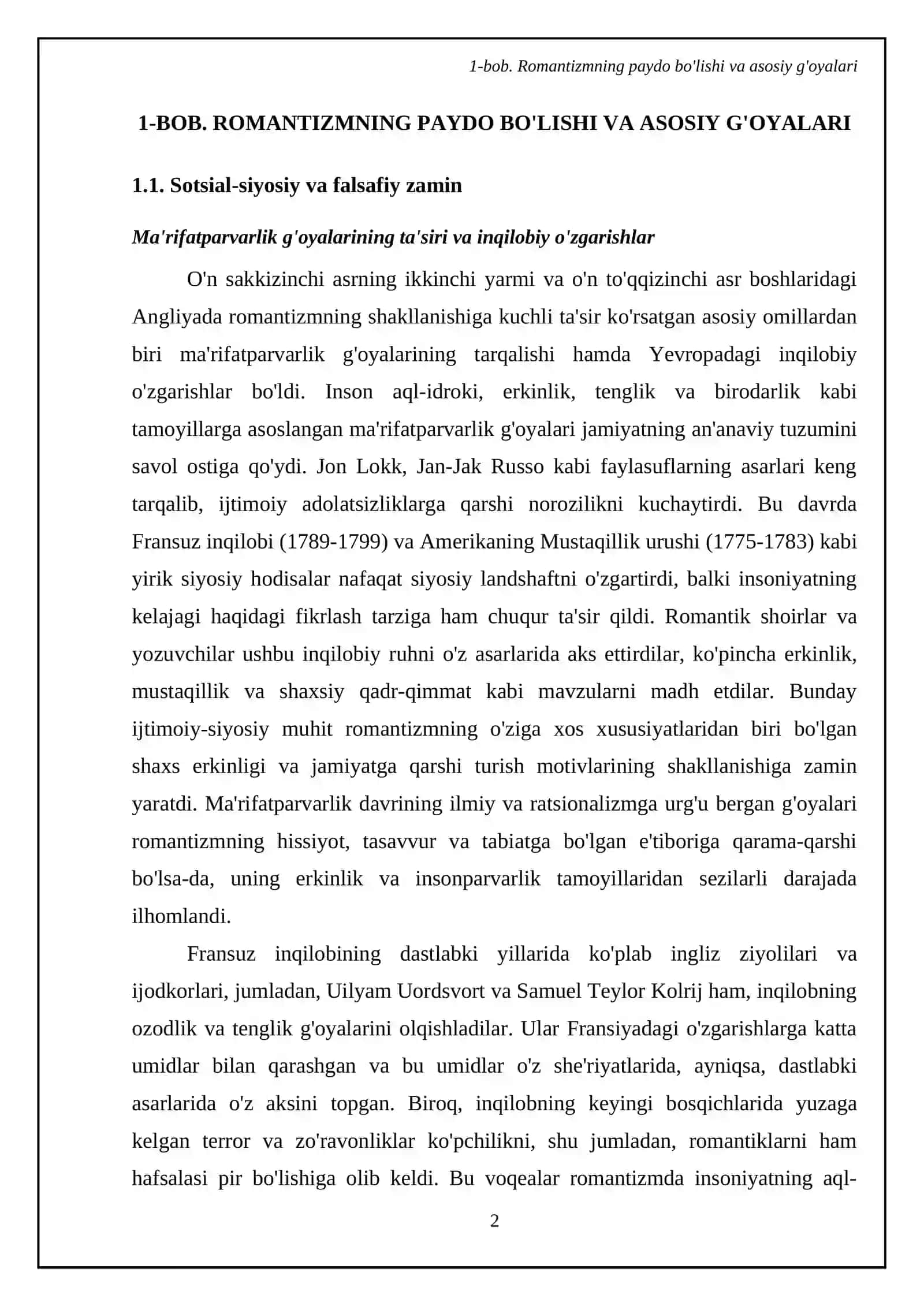 English romanticism and its development 4