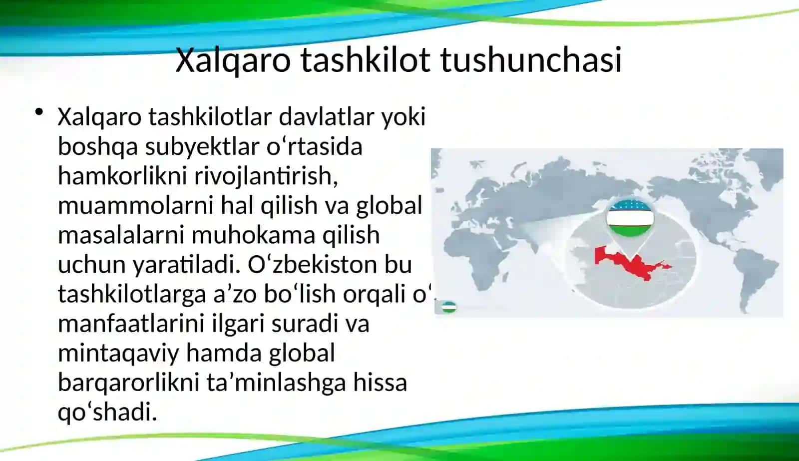 O‘ZBEKISTONNING XALQARO TASHKILOTLAR BILAN HAMKORLIK ALOQALARI 4