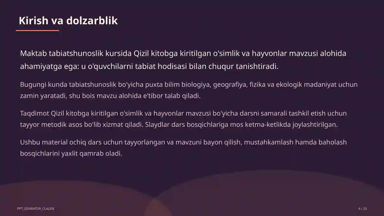 Qizil kitobga kiritilgan o'simlik va hayvonlar (4-sinf) 4