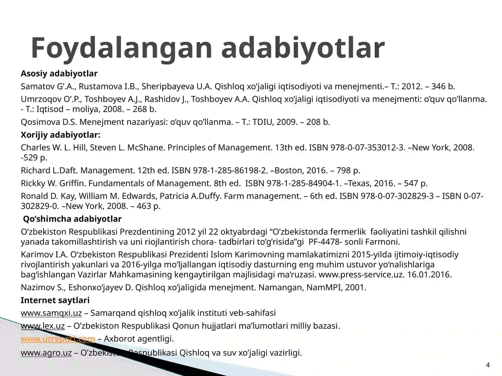 QISHLOQ XO‘JALIGI MENEJMENTIDA QO‘LLANILADIGAN QONUNLAR VA TAMOYILLAR 4