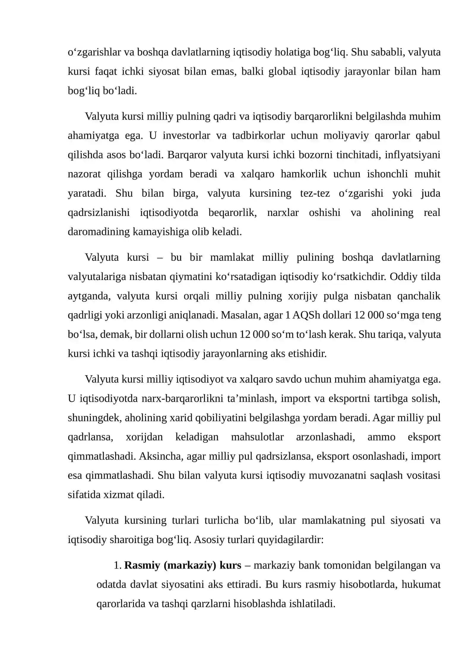 Valyuta kursi - Milliy pulning boshqa valyutalarga nisbati 4