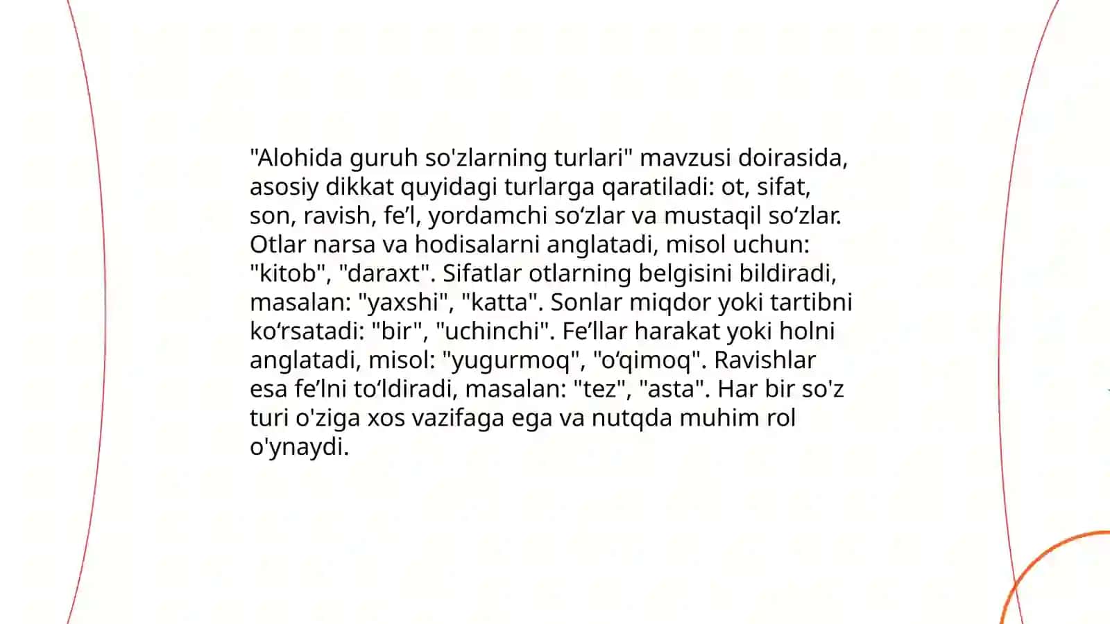 Alohida guruh so'zlar, ularning turlari 4