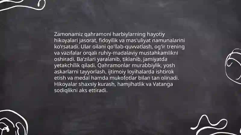 Zamonamiz qahramoni harbiylar 4