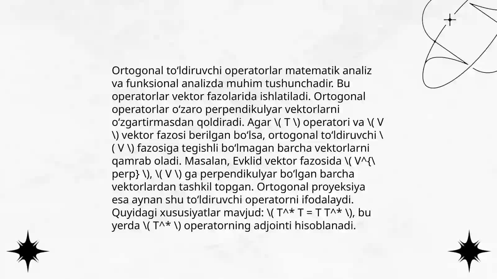 Qism fazolar. Ortogonal toʻldiruvchilar 4